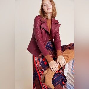Anthropologie Petula Puffed Sleeve Moto Jacket Size Small